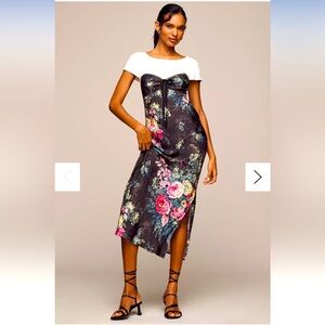 BNWT By Anthropologie Twofer Floral Silky Midi Slip Dress